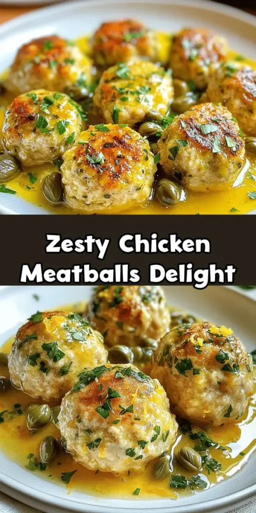 Discover the deliciousness of Savory Chicken Meatballs with Zesty Piccata Sauce! This dish combines tender chicken meatballs infused with garlic, herbs, and Parmesan, all enveloped in a tangy, aromatic piccata sauce featuring lemon juice, capers, and white wine. Perfect for any occasion, it's versatile enough to serve with pasta, rice, or crusty bread. Treat your family and friends to a flavor-packed meal that's sure to impress! #ChickenMeatballs #PiccataSauce #HomemadeCooking #MealPrep #FoodieFun