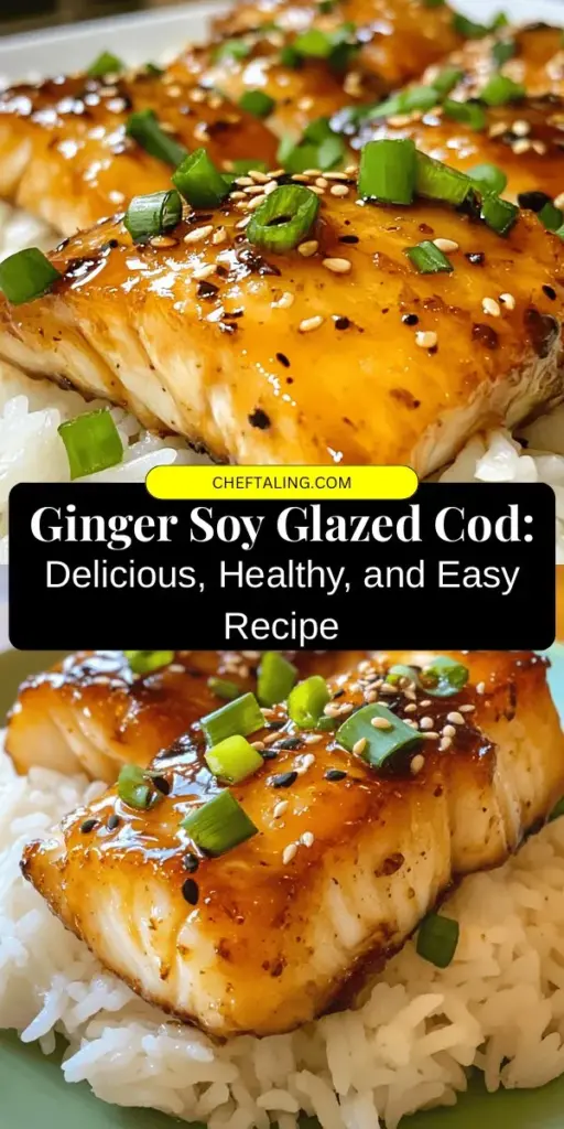 Discover the delicious and healthy Ginger Soy Glazed Cod recipe that brings together fresh cod fillets, ginger, soy sauce, and a touch of sweetness for a delightful seafood experience. Perfect for weeknight meals or special occasions, this dish is easy to prepare and packed with nutrients. Enjoy the rich flavors while supporting sustainable fishing practices. Try it tonight! #GingerSoyGlazedCod #HealthyCooking #SeafoodRecipes #CodRecipe #SustainableSeafood #QuickDinnerIdeas