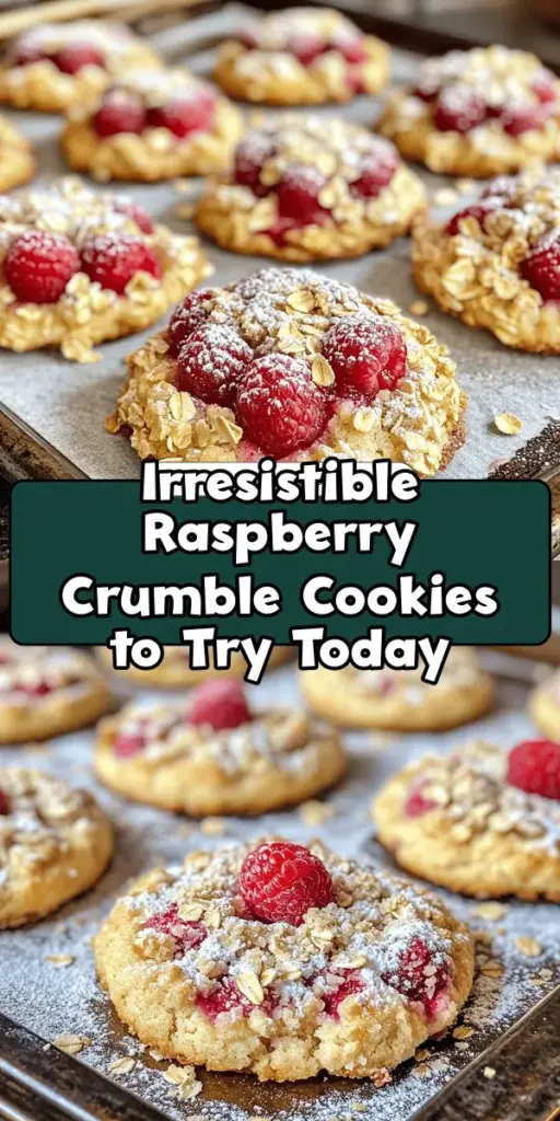 Discover a delicious twist on a classic cookie with Raspberry Crumble Cookies! These treats blend a rich, buttery base with the tartness of fresh raspberries, topped off with a crunchy crumble. Perfect for gatherings or a cozy night in, this recipe promises delight in every bite. From understanding the ingredients to step-by-step baking tips, you'll create unforgettable moments. Get ready to impress your loved ones! #RaspberryCrumbleCookies #BakingJoy #CookieRecipe #HomemadeTreats #DeliciousDesserts