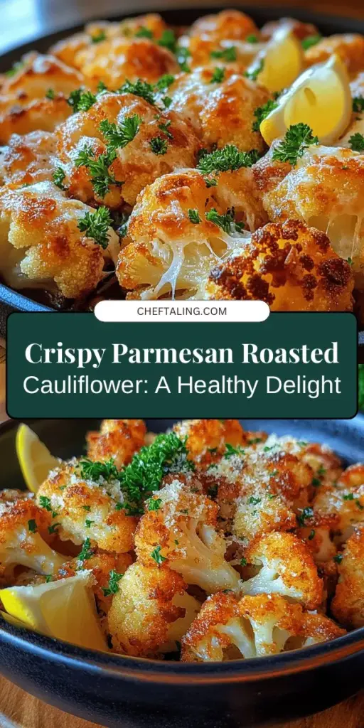 Discover the irresistible Crispy Parmesan Roasted Cauliflower, the perfect side dish that combines health and flavor! This dish showcases the delightful crunch of roasted cauliflower enhanced with savory Parmesan, making it a favorite for all palates. Packed with nutrients and easy to make, it's ideal for any meal. Elevate your vegetable game with this delicious recipe! #CrispyCauliflower #HealthyEating #VegetarianRecipes #SideDish #ParmesanLove