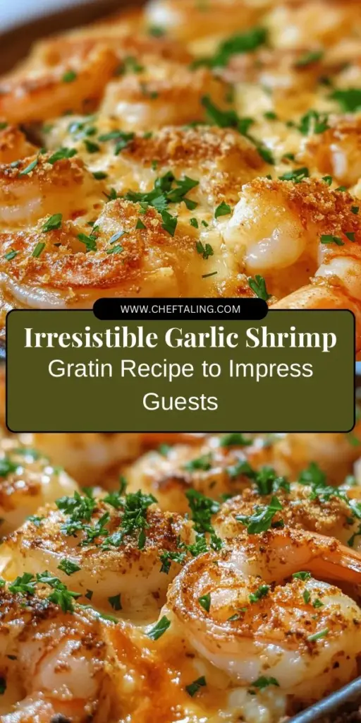 Indulge in the rich flavors of Garlic Shrimp Gratin, a seafood dish that will impress your guests! This creamy, garlicky treat features succulent shrimp enveloped in a luscious sauce and topped with a crispy breadcrumb crust. Learn how to master this classic French recipe with fresh ingredients and simple steps. Perfect for a cozy dinner or entertaining! Make your culinary dreams come true today! #GarlicShrimpGratin #SeafoodRecipes #CulinaryDelight #ComfortFood #FrenchCuisine #ShrimpLovers