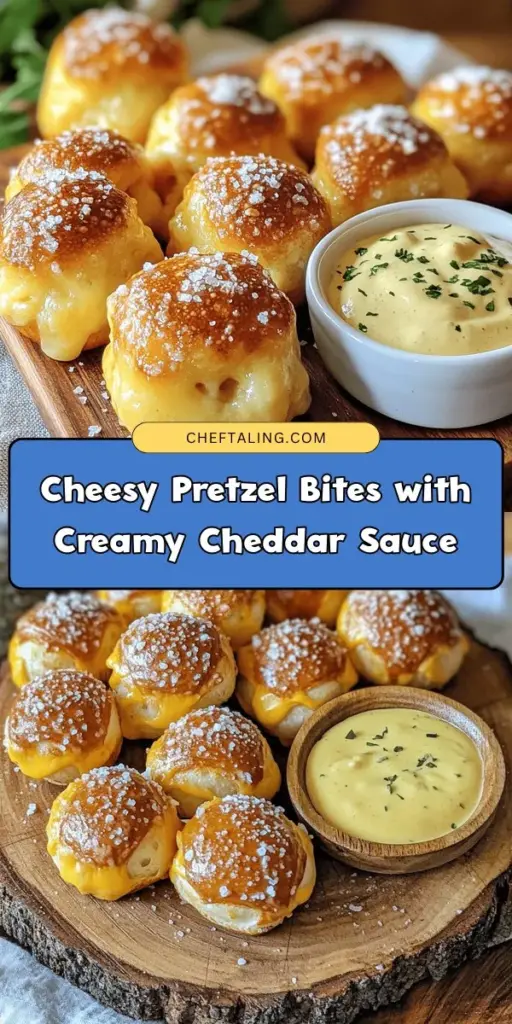 Indulge in the ultimate snack experience with homemade cheesy pretzel bites paired with a velvety cheddar sauce. These bite-sized delights are easy to make and perfect for any occasion, from game days to cozy movie nights. With a warm, golden exterior and a fluffy interior, they’re a sure way to impress family and friends. Customize with your favorite toppings and dips for an unforgettable treat! #CheesyPretzelBites #CheddarSauce #HomemadeSnacks #ComfortFood #GameDayEats #PartyFood