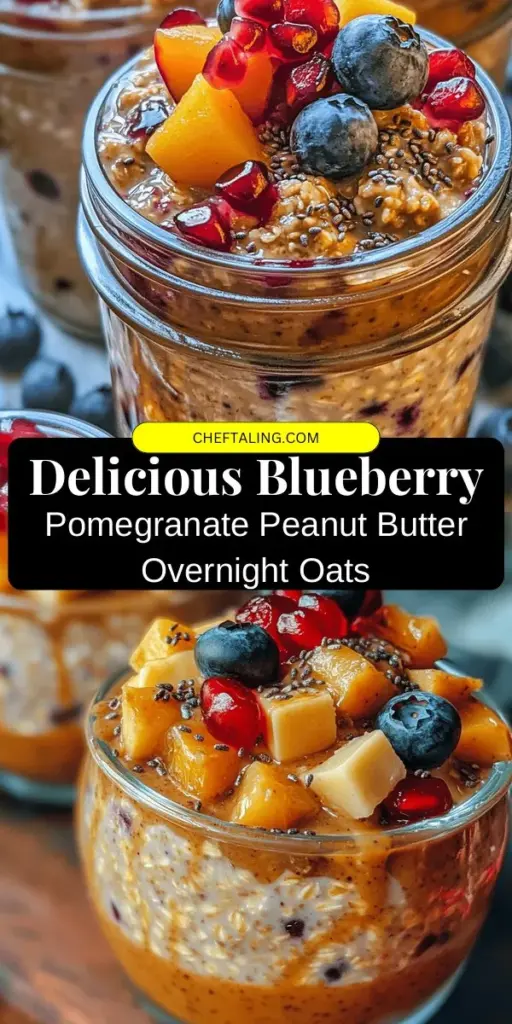 Start your day with a delicious and nutritious twist on overnight oats! Try Blueberry Pomegranate Peanut Butter Plum Jam Overnight Oats, a quick and satisfying breakfast packed with fiber, protein, and antioxidants. Combining creamy peanut butter with fresh fruits creates a vibrant flavor explosion that’s not only visually appealing but also energizing. Perfect for busy mornings! #OvernightOats #HealthyBreakfast #MealPrep #Nutritious #YummyEats #BreakfastInspo