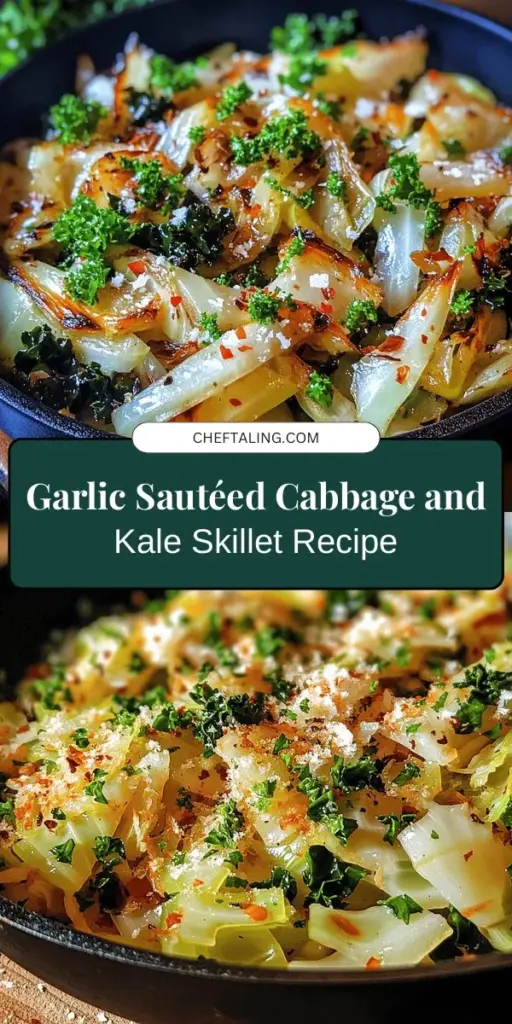 Discover the vibrant and healthy Garlic Sautéed Cabbage Kale Skillet! This quick and delicious dish combines nutrient-packed cabbage and kale, enhanced with aromatic garlic and a splash of balsamic vinegar. Perfect as a standalone meal or a flavorful side, it’s rich in vitamins and antioxidants. Try this easy recipe and enjoy a tasty way to boost your nutrition! #HealthyRecipes #KaleSkillet #NutrientRich #QuickMeals #GarlicLovers #MealPrepIdeas #VegetarianCooking