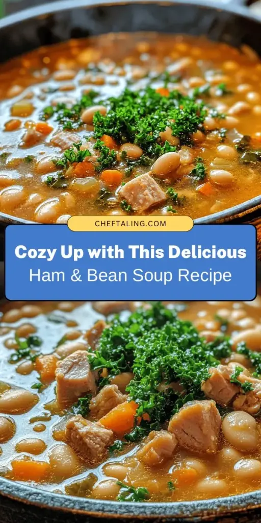 Warm up with this comforting Ham & Bean Soup, perfect for chilly nights! This nourishing dish combines savory ham, creamy beans, and flavorful vegetables for a hearty meal that evokes memories of family gatherings. Loaded with protein and fiber, it's not just tasty—it's budget-friendly too. Easily modify with your favorite ingredients or proteins for a unique twist. Discover how to make this classic recipe today! #SoupRecipe #ComfortFood #HamAndBeanSoup #HomeCooking #CozyEats #HealthyEating #MealPrep