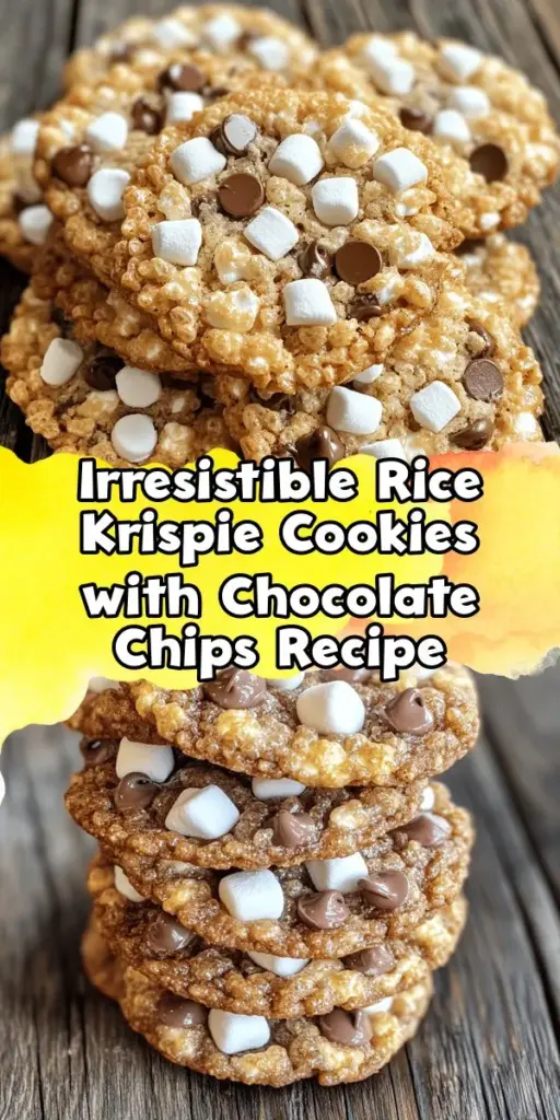 Discover the ultimate treat with this Rice Krispie cookies recipe, blending crunchy goodness and the rich sweetness of chocolate chips. Perfect for all ages, these cookies evoke childhood nostalgia and provide endless opportunities for variation—try adding peanut butter chips or dried fruits! Whether for gatherings or a simple indulgence, these cookies promise to be a hit. Dive into the delightful world of homemade baking today! #RiceKrispieCookies #Baking #Dessert #Chocolate #CookieRecipe #Nostalgia #SweetTreats