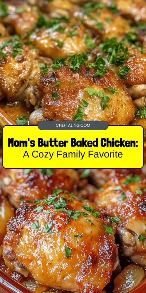 Discover the heartwarming delight of Mom's Butter Baked Chicken, a timeless family favorite that combines tender chicken thighs with a rich, buttery glaze, creating comfort food that warms the soul. This easy recipe is perfect for any home cook and brings loved ones together around the dinner table. Serve it alongside roasted veggies or creamy mashed potatoes for a complete meal. Make memories with every delicious bite! #ButterBakedChicken #ComfortFood #FamilyRecipes #EasyDinner #HomeCooking #DeliciousMeals