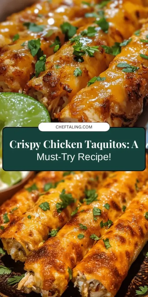 Indulge in the deliciousness of homemade crispy chicken taquitos! This fun and flexible dish is perfect for any occasion, packed with tender shredded chicken, creamy cheese, and crispy tortillas that everyone will love. Customize your fillings to suit your taste, and enjoy a healthier alternative to store-bought options. Serve them with fresh salsa, guacamole, or your favorite dips for a delightful meal. Try making your own crispy chicken taquitos today! #CrispyChickenTaquitos #HomemadeRecipes #ComfortFood #MexicanCuisine #FoodieFun #YummyEats #SnackTime #EasyRecipes