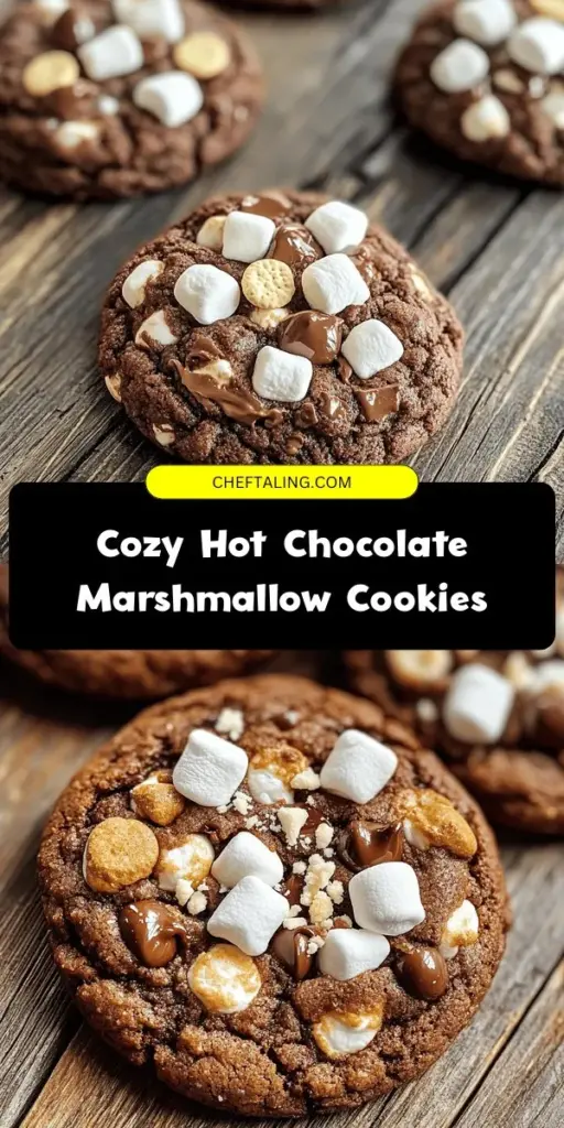 Warm up your winter days with these scrumptious Cozy Hot Chocolate Marshmallow Cookies! This delightful recipe combines rich cocoa, gooey marshmallows, and a hint of nostalgia, making them perfect for sharing with loved ones. Bake a batch for holiday gatherings, cozy nights in, or just to satisfy your sweet tooth. Sink your teeth into these soft, chewy cookies that bring comfort and joy to every occasion. #Baking #Cookies #HotChocolate #WinterTreats #CozyVibes #SweetTreats #HomemadeDelight