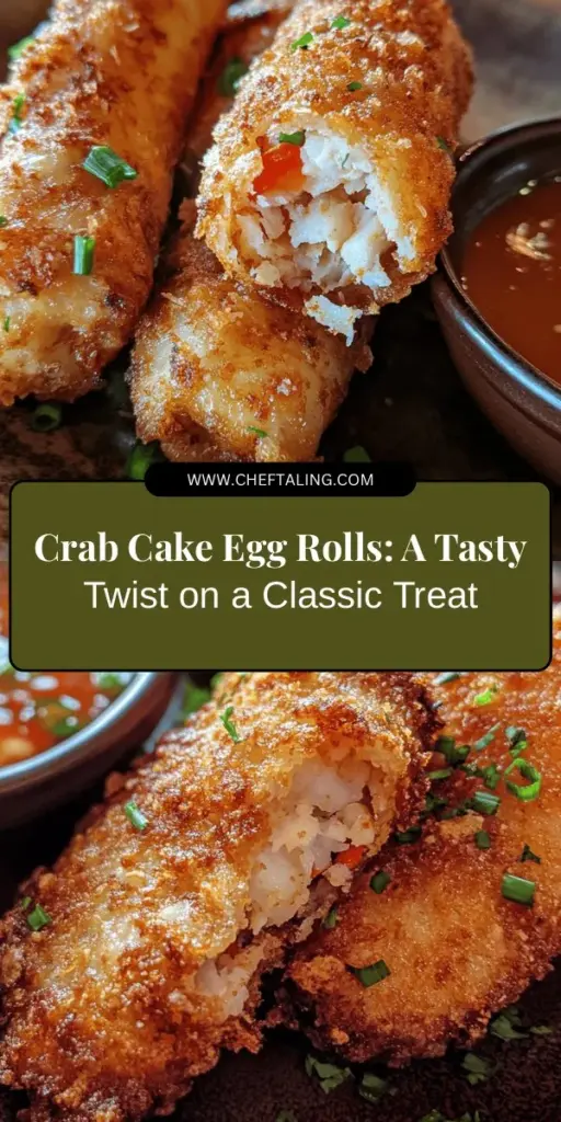 Elevate your appetizer game with Crab Cake Egg Rolls Delight! This mouthwatering fusion combines crispy egg rolls filled with savory crab cake goodness, offering a unique flavor that tantalizes the taste buds. Perfect for gatherings or a cozy night in, these rolls are sure to impress. Serve them with sweet chili sauce for that extra zing! Dive into this delicious recipe and discover the joy of culinary creativity. #CrabCakeEggRolls #Appetizers #FoodFusion #Yummy #CulinaryDelight #CookingFun #CrabRecipes #Foodie