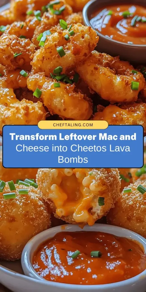 Transform your leftover mac and cheese into something extraordinary with Cheetos Leftover Mac 'n' Cheese Lava Bombs! This recipe features crispy, cheesy delights that elevate comfort food to a whole new level. Perfect for snacking or parties, these lava bombs are packed with flavor and a fun surprise in every bite. Discover how easy it is to turn leftovers into a delicious treat that everyone will love! #ComfortFood #LeftoverMakeover #Cheetos #MacAndCheese #FoodieFun #CreativeCooking