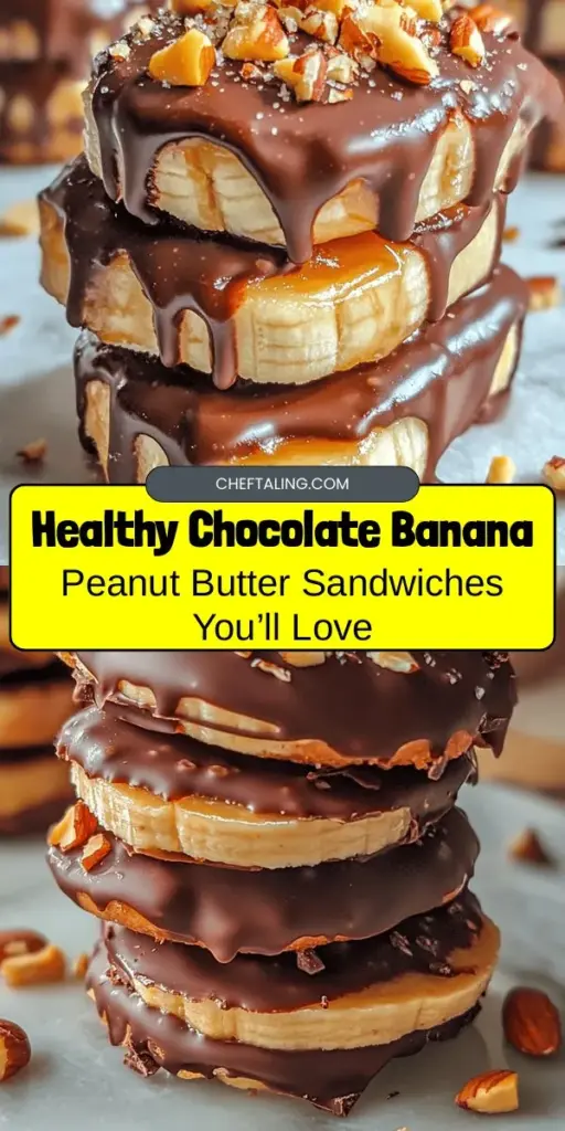 Satisfy your sweet cravings with these irresistible Chocolate Covered Frozen Banana Peanut Butter Sandwiches! This simple recipe combines creamy peanut butter, naturally sweet bananas, and rich dark chocolate for a guilt-free treat. Perfect for a summer snack or an impressive dessert at your next gathering, these sandwiches are easy to make and deliciously nutritious. Dive into a healthier indulgence today! #HealthyDesserts #ChocolateCoveredBananas #PeanutButterLovers #FrozenTreats #GuiltFreeSnacking