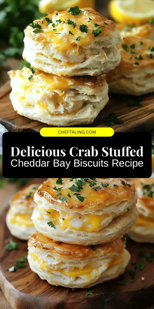 Indulge in a culinary delight with Crab Stuffed Cheddar Bay Biscuits served with zesty Lemon Butter! Perfect for any occasion, these flaky, cheesy biscuits are filled with tender crab meat and elevated by a refreshing lemony sauce. With their rich flavors and comforting textures, these biscuits are sure to impress at family dinners, brunches, or parties. Discover the art of crafting this delectable treat! #CrabBiscuits #SeafoodRecipes #ComfortFood #BakingInspiration #DeliciousEats #LemonButter