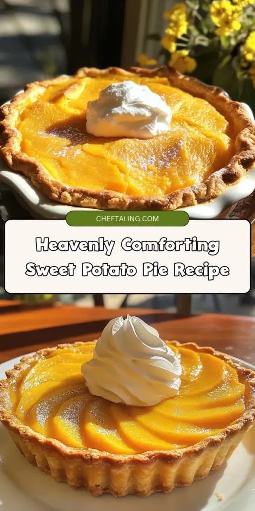 Indulge in the comforting delight of Heavenly Sweet Potato Pie! This classic dessert features a creamy filling made from tender sweet potatoes surrounded by a flaky crust, perfect for any family gathering or holiday celebration. Discover the rich history, nutritional benefits, and step-by-step instructions to create a pie that will impress everyone. Treat yourself to a slice of tradition and comfort! #SweetPotatoPie #ComfortFood #Baking #HomemadeDesserts #FallFlavors #PieRecipes