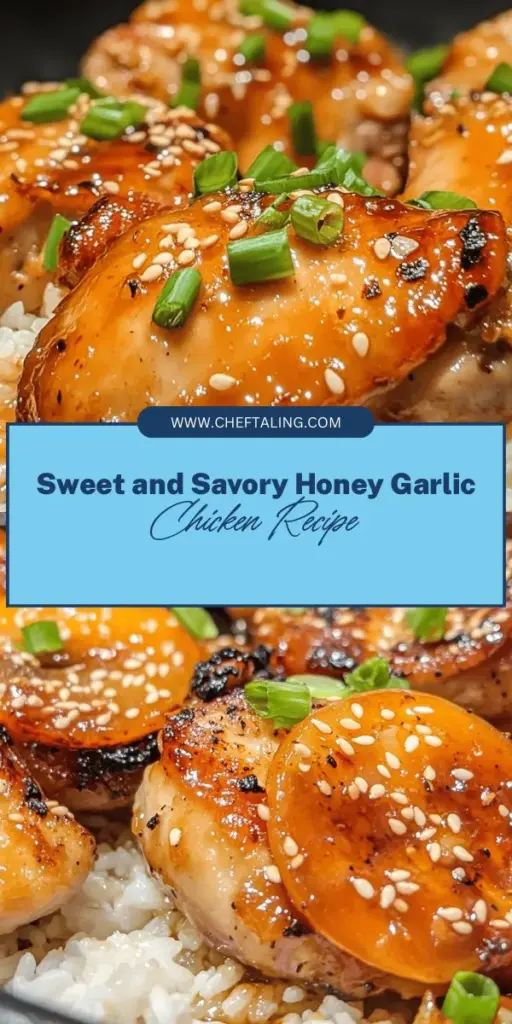 Discover a delicious and healthy Honey Garlic Chicken recipe that's sure to impress! This dish combines the perfect balance of sweet and savory flavors, making it an ideal choice for both weeknight dinners and special occasions. With nutrient-rich ingredients like honey and garlic, this recipe not only delights your taste buds but also boosts your health. Easy to prepare and versatile, serve it with rice, veggies, or salads for a complete meal. #HoneyGarlicChicken #HealthyCooking #EasyRecipes #DinnerIdeas #CookingAtHome