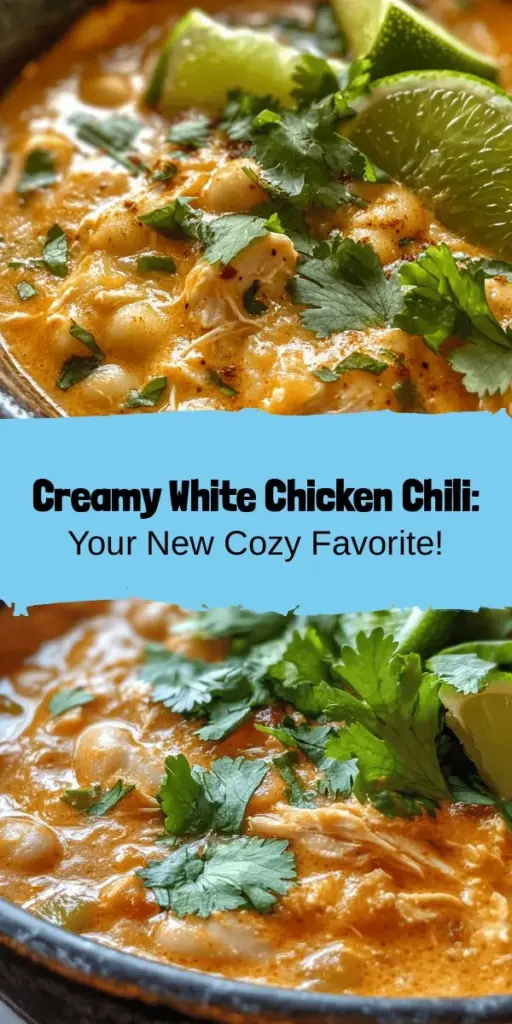 Warm up your evenings with this delicious Creamy White Chicken Chili Delight! This comforting dish combines tender chicken, creamy white beans, and a blend of spices for a cozy meal perfect for chilly nights or gatherings. With rich flavors and nutritious ingredients, it’s not just a chili, but a heartwarming delight! Easy to make and even easier to enjoy! Find the recipe and make it tonight! #CreamyChili #ChickenChili #ComfortFood #Recipes #HealthyEating #ChiliNight