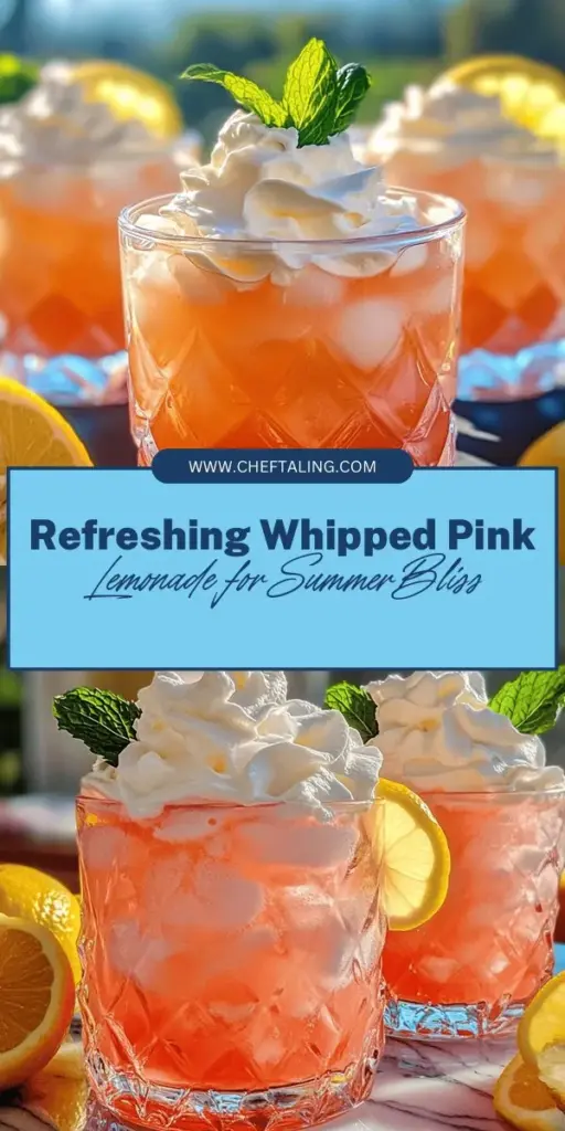 Looking to elevate your summer drink game? Try this Whipped Pink Lemonade recipe! This refreshing twist on the classic beverage combines fresh lemon juice with creamy whipped cream for a delightful balance of tart and sweet flavors. Perfect for parties or a relaxing afternoon, its vibrant pink color makes it visually stunning. Celebrate summer with this indulgent drink and impress your friends! #WhippedPinkLemonade #SummerDrinks #RefreshingBeverages #PartyCocktails #RecipeIdeas