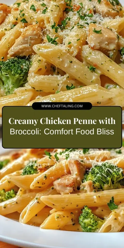 Indulge in the comforting flavors of Creamy Broccoli and Chicken Penne! This delicious pasta dish combines tender chicken, vibrant broccoli, and al dente penne, all enveloped in a rich cream sauce. Quick and nutritious, it’s perfect for busy weeknights or gatherings. Explore this recipe that balances taste and health, and enjoy a meal the whole family will love. Discover more about this creamy delight today! #PastaRecipes #ComfortFood #HealthyEating #DinnerIdeas #FamilyMeals #CreamyChickenPenne