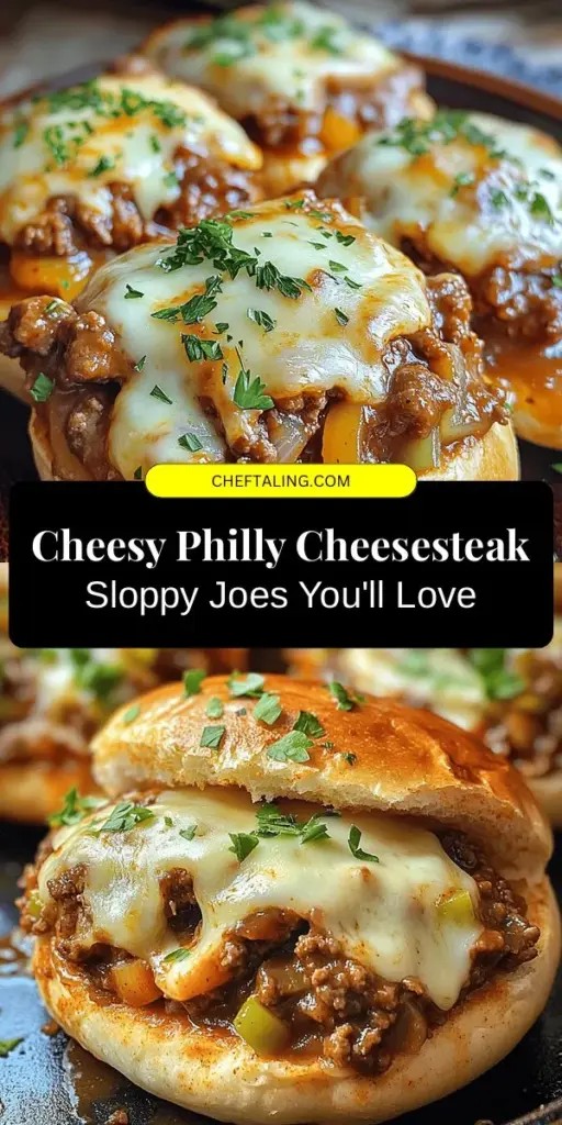 Looking for a hearty and satisfying meal? Try this Philly Cheesesteak Sloppy Joes recipe! Combining the rich flavors of traditional cheesesteaks with the comforting simplicity of sloppy joes, this dish is perfect for busy weeknights or casual gatherings. Enjoy juicy ground beef or turkey mixed with sautéed onions, green bell peppers, and topped with creamy provolone cheese. Customize it to your taste for a delightful dinner everyone will love! #PhillyCheesesteak #SloppyJoes #ComfortFood #EasyRecipes #DinnerIdeas #CookingAtHome