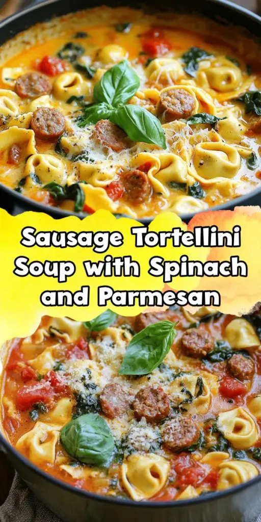 Warm up with a bowl of delicious Sausage Tortellini Soup! This hearty dish combines savory sausage, tender tortellini, and fresh veggies for a comforting meal that’s perfect for any day of the week. Easy to make and full of flavor, it’s a family favorite that’s sure to impress. Discover the full recipe on the blog and learn how to make this cozy soup at home. Don't miss out on adding Sausage Tortellini Soup to your dinner rotation! Click through now to explore more! #SausageTortelliniSoupWithHeavyCream #CozyCookSoupRecipes #ShutYourYapperSoup #SausageAndTortelliniRecipesSoup #KaleAndTortelliniSoup #TortelliniSausageSoupRecipe #TheCozyCookSausageTortelliniSoup #TuscanyItalianSausageSoup #ItalianSausageKaleTortelliniSoup