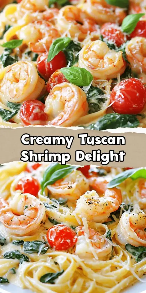 Elevate your dinner game with this Creamy Tuscan Shrimp Linguine recipe! This Italian classic combines succulent shrimp, tender linguine, and a luscious creamy sauce infused with garlic and Italian herbs. Perfect for a cozy night in or impressing guests, this dish can be made in under 30 minutes. Fresh cherry tomatoes and spinach add a burst of color and flavor. Enjoy a taste of Italy at home! #ShrimpLinguine #TuscanRecipes #PastaLovers #DinnerIdeas #EasyRecipes #ItalianCuisine