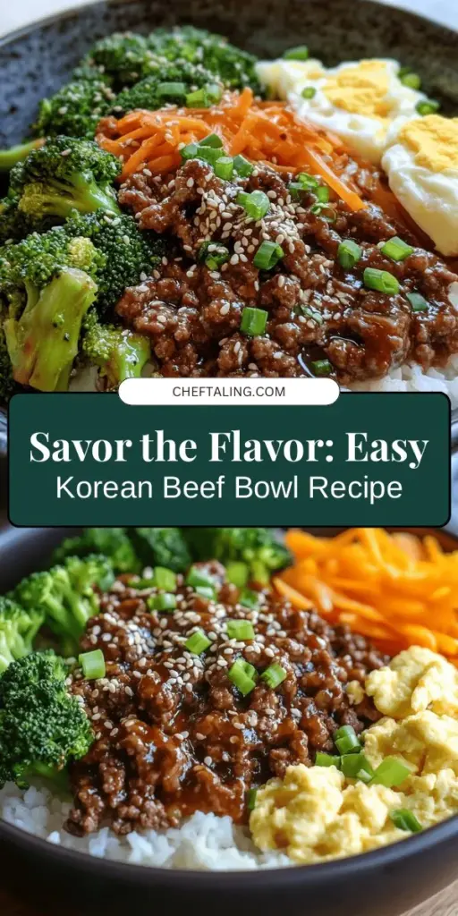 Looking to spice up your dinner routine? Try this delicious Korean Beef Bowl recipe! Packed with savory ground beef, colorful veggies, and aromatic seasonings, this customizable dish is a feast for the eyes and palate. Perfect for weeknight meals or entertaining, it's brimming with nutrients and flavor. Dive into Korean cuisine and create a culinary masterpiece at home in no time! #KoreanBeefBowl #EasyRecipes #HealthyEating #KoreanCuisine #ComfortFood