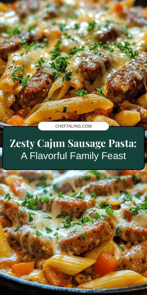 Savor the vibrant flavors of Cajun cuisine with this Zesty Cajun Sausage Pasta Delight! This hearty dish features smoky sausage, creamy sauce, and perfectly cooked penne pasta, all infused with bold spices. Ready in just 30 minutes, it's perfect for family dinners or entertaining. Dive into the world of Cajun cooking and bring a taste of Louisiana to your kitchen! #CajunCuisine #PastaRecipes #ComfortFood #SouthernCooking #EasyDinner #Foodie