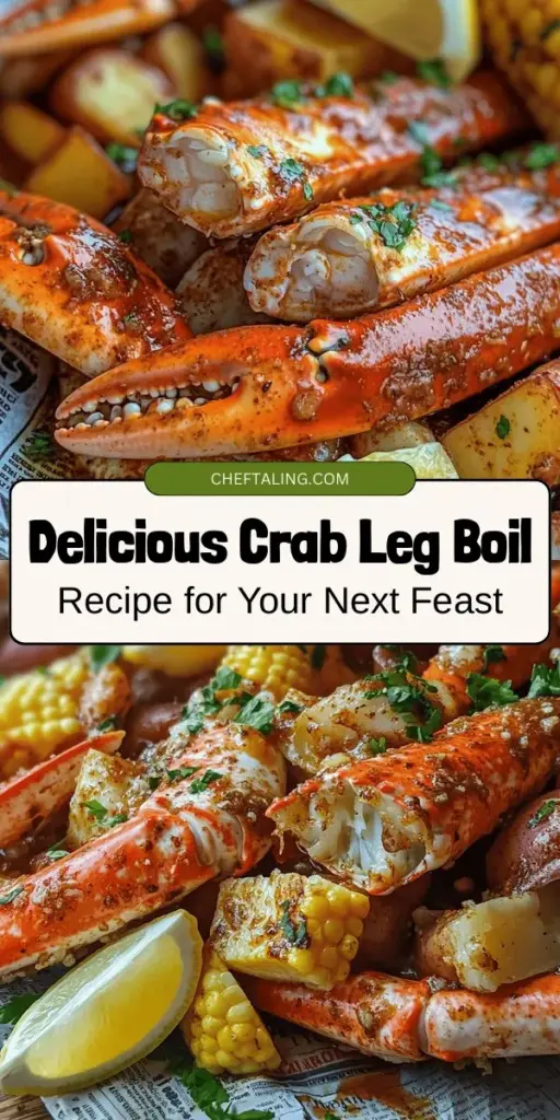 Gather your friends and family for a memorable crab leg boil! This delightful dish combines succulent snow crab legs with fresh veggies and the iconic Old Bay seasoning for a flavorful feast. Simple to prepare, it's perfect for any occasion. Enjoy the comforting flavors and the joy of sharing a meal together. Learn tips on ingredients, cooking times, and serving suggestions to make your crab leg boil unforgettable! #CrabLegBoil #SeafoodFeast #Foodie #CookingWithFriends #RecipeIdeas