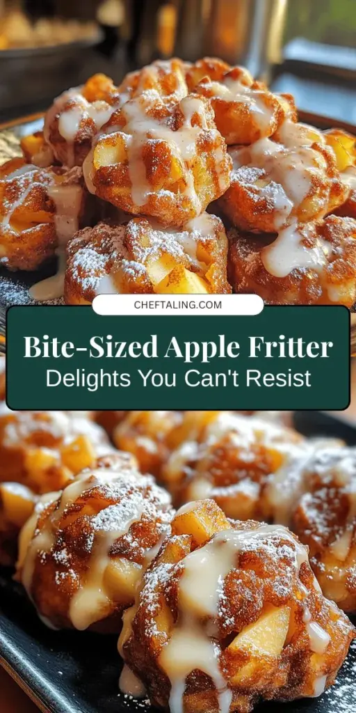 Discover the joy of making quick and delicious apple fritter bites! These bite-sized pastries combine the sweet and tart flavor of fresh apples with a soft, pillowy batter, dusted with powdered sugar or topped with sweet icing. Perfect for sharing at gatherings, enjoying as a snack, or serving as dessert. Delight your family and friends with this comforting treat that captures the essence of fall! #AppleFritterBites #BakingFun #FallTreats #DessertIdeas #HomemadeDelights