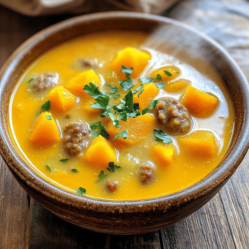 For a great beef sausage butternut soup recipe, you need some fresh and tasty ingredients. Start with one medium butternut squash, about two pounds. Peel it and cut it into cubes. Next, get one pound of beef sausage. Remove the casings and break it into smaller pieces.