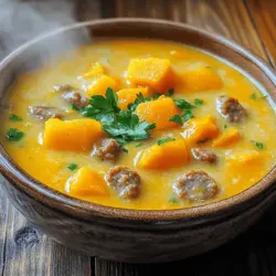 Hearty Beef Sausage Butternut Soup Simple Recipe