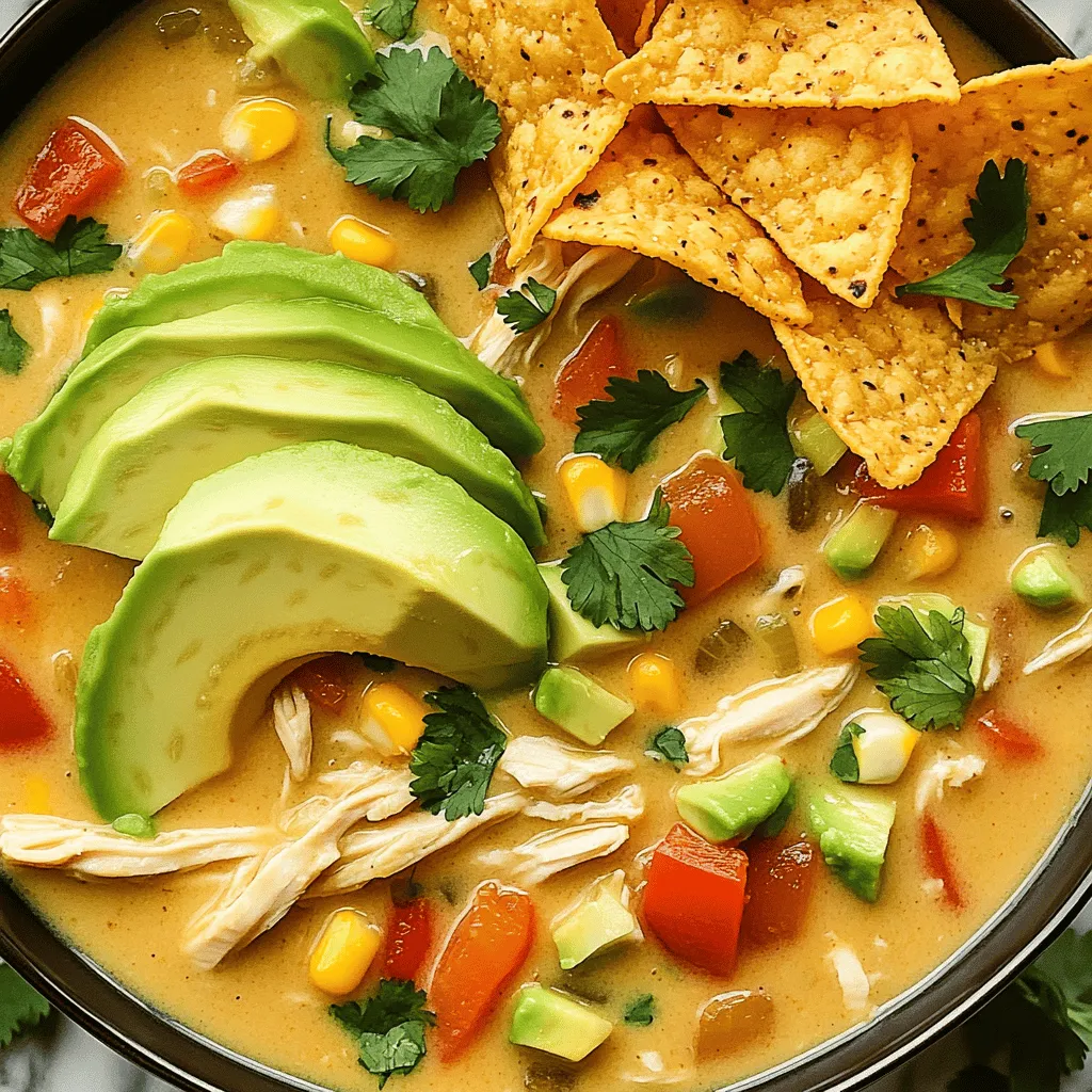 To make the best chicken tortilla soup, gather these fresh ingredients. You need olive oil, onion, garlic, bell pepper, and carrots. These veggies add great flavor and texture. You also need cooked chicken, black beans, and diced tomatoes with green chilies. The chicken gives protein, while the beans and tomatoes add depth.