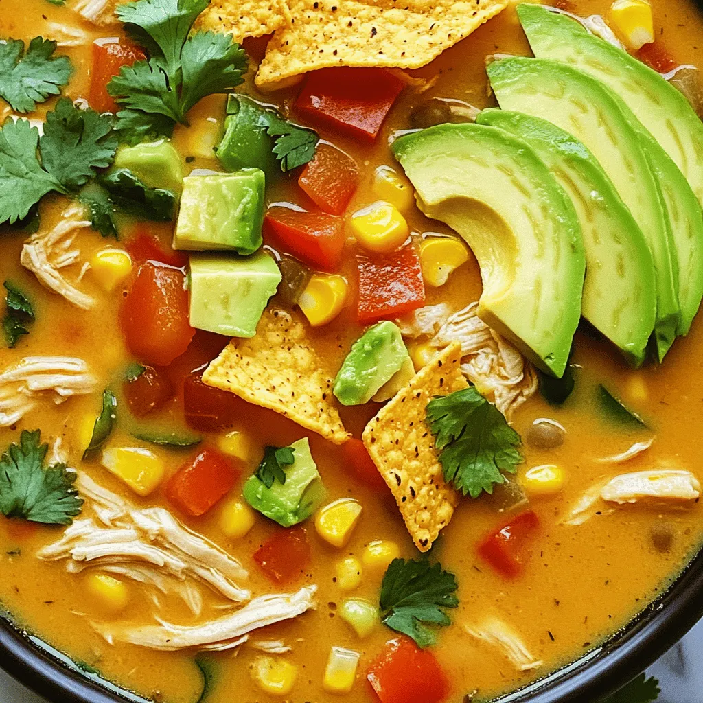 To make the best chicken tortilla soup, gather these fresh ingredients. You need olive oil, onion, garlic, bell pepper, and carrots. These veggies add great flavor and texture. You also need cooked chicken, black beans, and diced tomatoes with green chilies. The chicken gives protein, while the beans and tomatoes add depth.