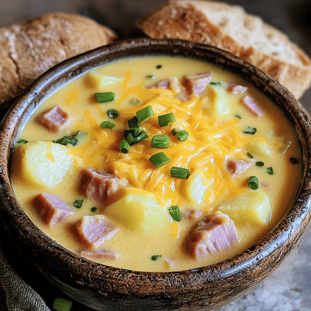 To make a creamy ham chowder, you need simple, fresh ingredients. The base of this chowder includes butter, onion, garlic, and potatoes. Butter adds richness. Onion brings sweetness, while garlic gives it a nice aroma. Potatoes add heartiness and texture.