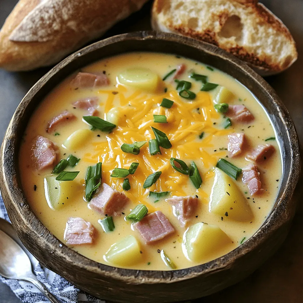 To make a creamy ham chowder, you need simple, fresh ingredients. The base of this chowder includes butter, onion, garlic, and potatoes. Butter adds richness. Onion brings sweetness, while garlic gives it a nice aroma. Potatoes add heartiness and texture.