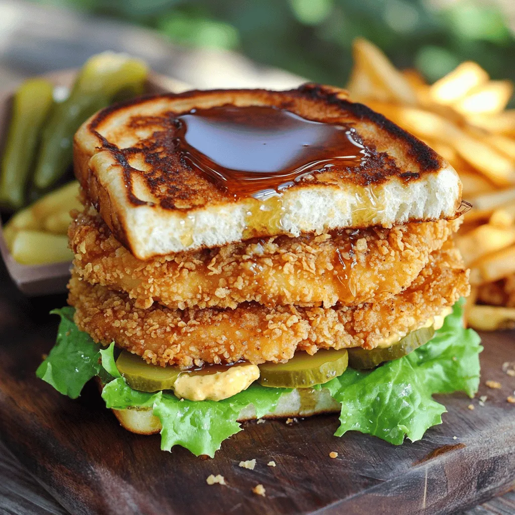 To make a French Toast Fried Chicken Sandwich, gather simple yet tasty ingredients. You will need two slices of thick brioche bread. This bread gives the best texture and flavor. A large, boneless chicken breast is also key for this recipe.