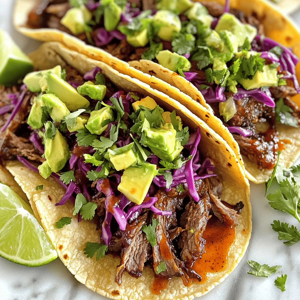 For BBQ beef brisket tacos, you need just a few key items. Start with 2 lbs of beef brisket. This cut is perfect for slow cooking. You will also need small corn tortillas, about 8 of them. The tortillas will hold all the tasty fillings.