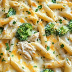 To make a tasty Chicken Alfredo Pasta Casserole, you need a few key ingredients. First, you will need cooked pasta. I like penne or rotini for this dish. Next, you'll want cooked chicken, which you can shred. Broccoli adds a nice crunch and color. Use either fresh or frozen broccoli florets.