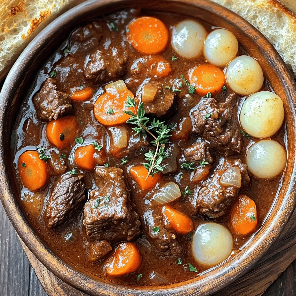 Beef Bourguignon is a rich stew from France. It uses beef, red wine, and vegetables. This dish is famous for its deep flavors and tender meat. Many people love it for its warmth and comfort.