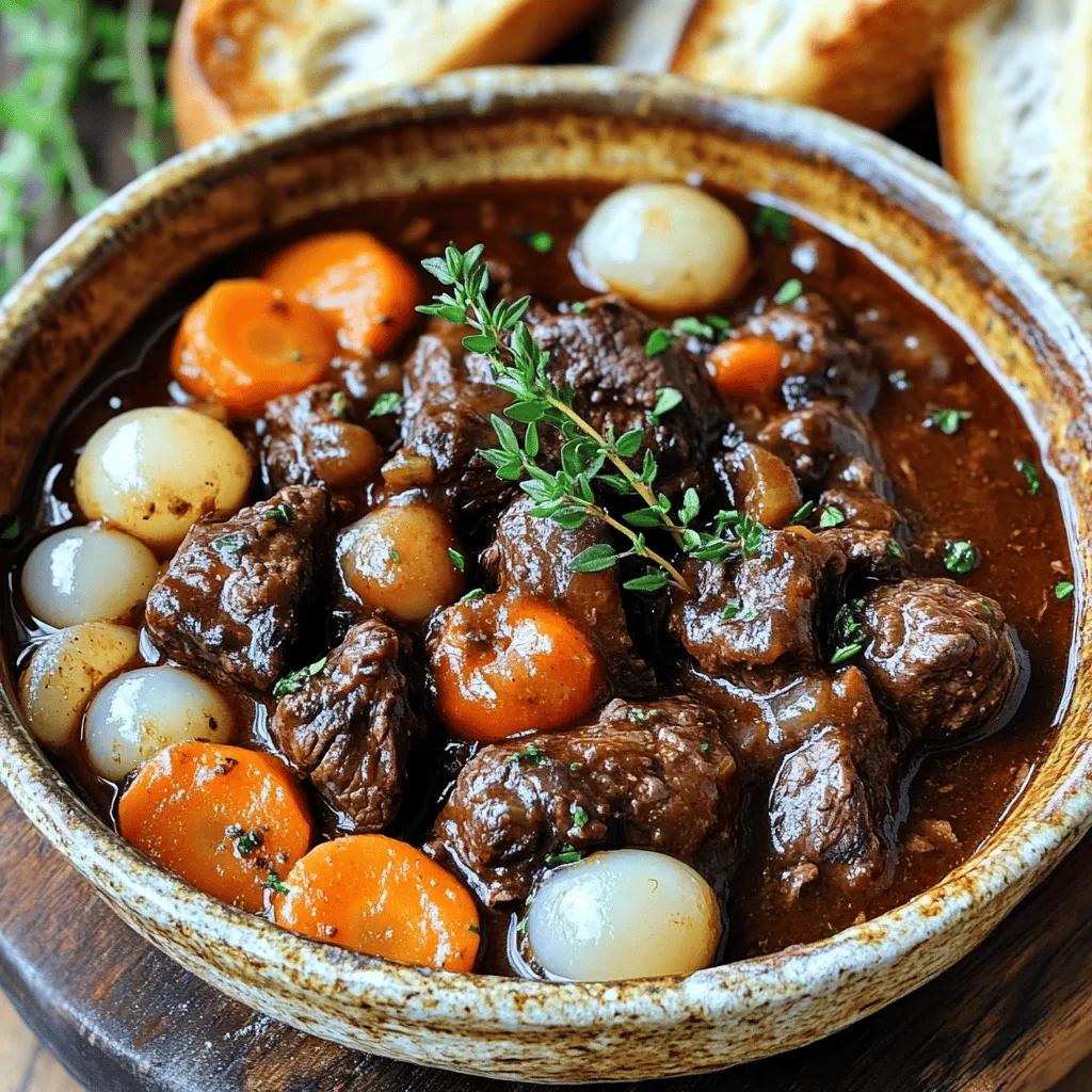 Beef Bourguignon is a rich stew from France. It uses beef, red wine, and vegetables. This dish is famous for its deep flavors and tender meat. Many people love it for its warmth and comfort.