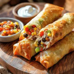 To make Air Fryer Southwest Egg Rolls, you need a few key ingredients. These include chicken, beans, corn, and spices. Each ingredient adds flavor and texture.