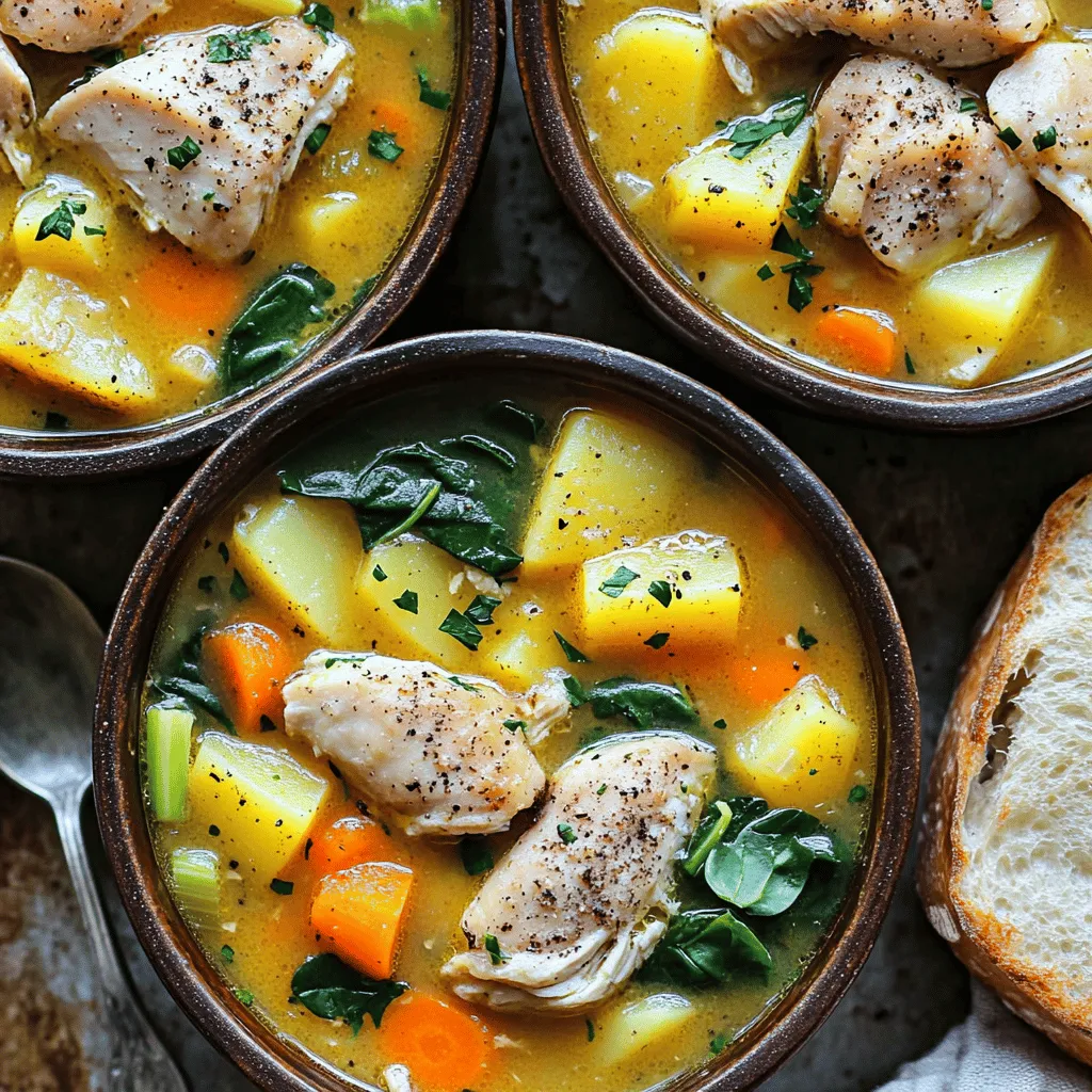 To make the best chicken soup with potatoes, you need some key ingredients. First, use chicken broth. It adds flavor and warmth. Homemade broth is great, but store-bought works too.