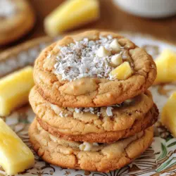 Coconut pineapple cookies are a sweet treat that brings a taste of the tropics. They combine the rich flavor of coconut with the sweet tang of pineapple. This pairing creates a cookie that feels light and refreshing, perfect for summer. People love these cookies because they remind them of warm days and beach vacations.