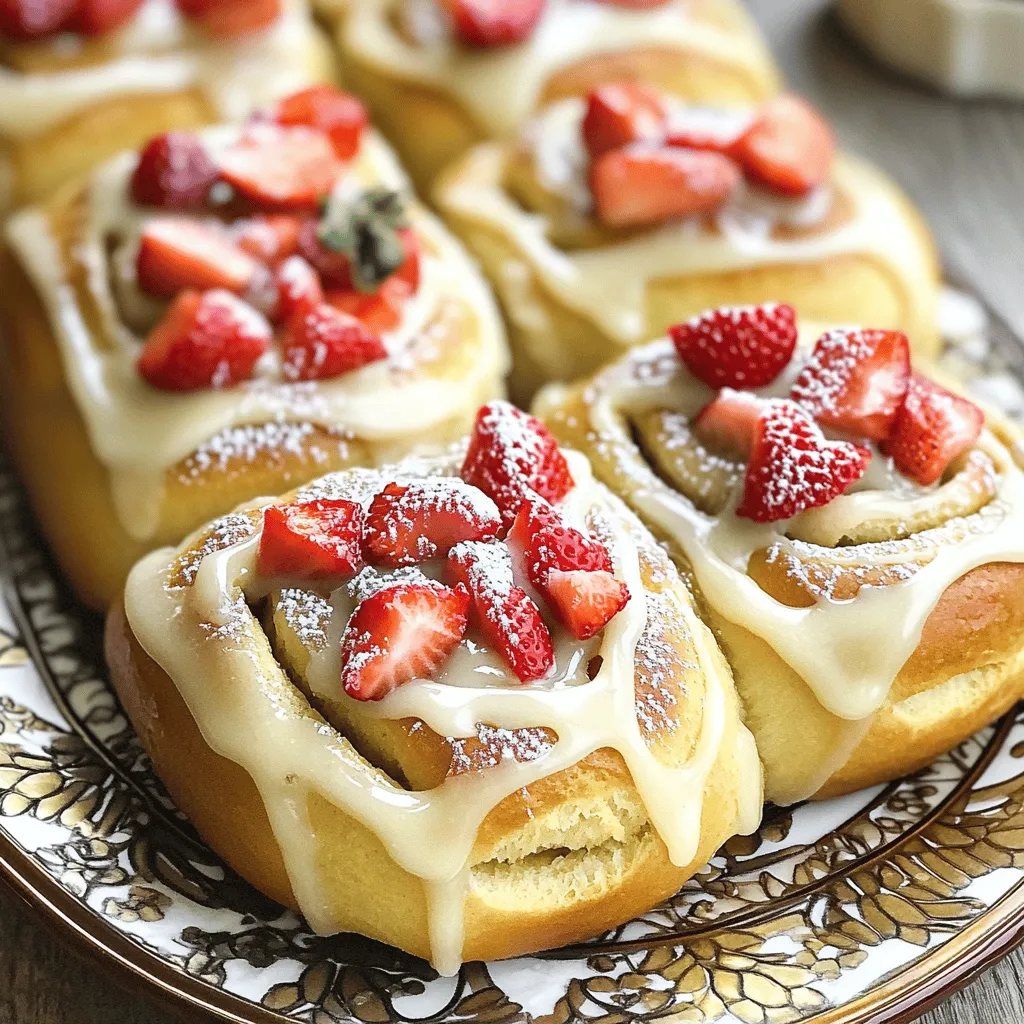 Strawberry cheesecake sweet rolls are a unique and tasty treat. They combine soft, fluffy dough with a creamy cheesecake filling. The filling has fresh strawberries that add a burst of flavor. You bake them until golden and then drizzle with a sweet glaze.