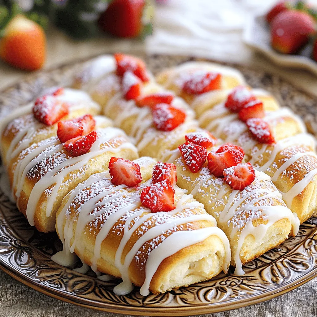 Strawberry cheesecake sweet rolls are a unique and tasty treat. They combine soft, fluffy dough with a creamy cheesecake filling. The filling has fresh strawberries that add a burst of flavor. You bake them until golden and then drizzle with a sweet glaze.