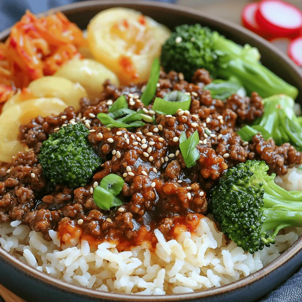 To make a Korean Ground Beef Bowl, you need a few key ingredients. These ingredients come together to create a rich and savory flavor.