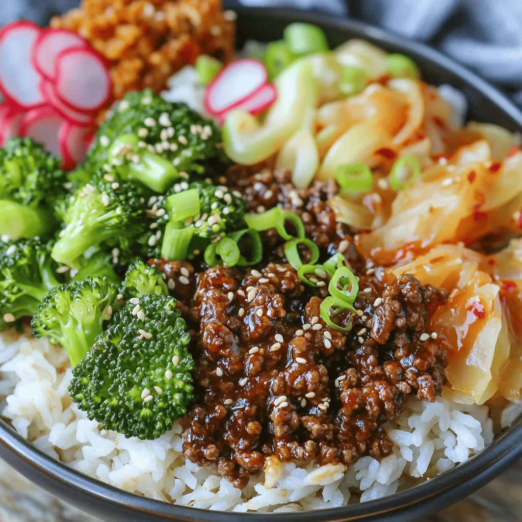 To make a Korean Ground Beef Bowl, you need a few key ingredients. These ingredients come together to create a rich and savory flavor.