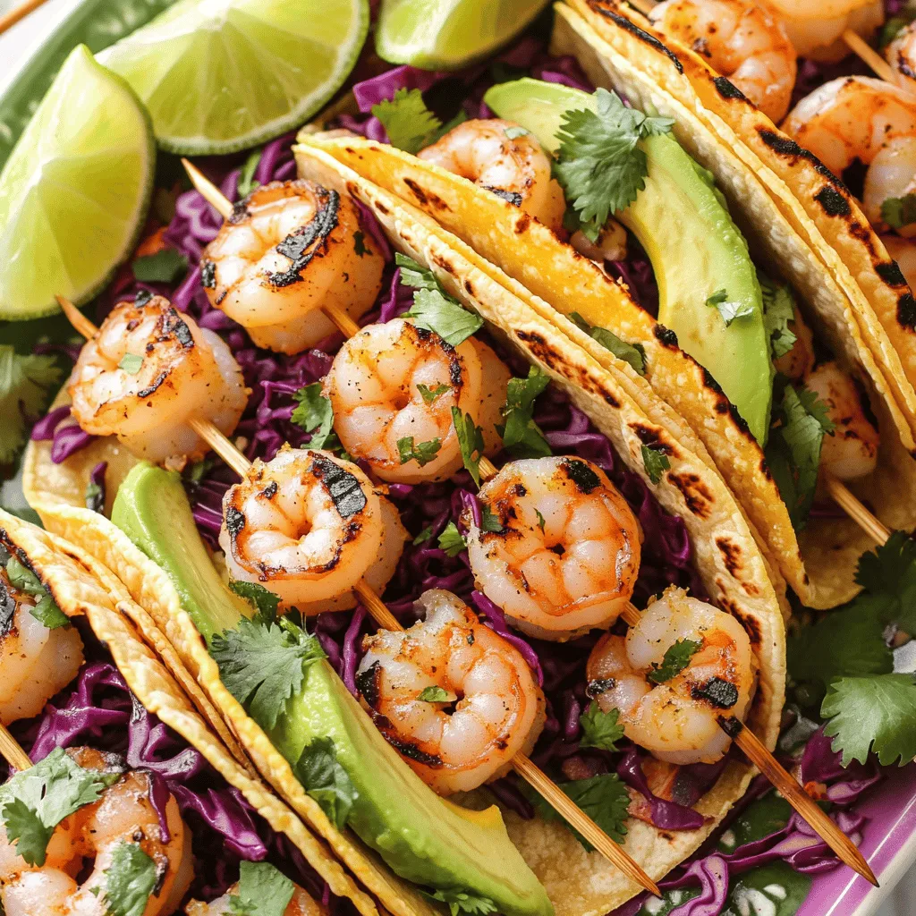 To make great grilled shrimp tacos, you need fresh ingredients. Start with the shrimp. Use 1 pound of large shrimp. Peel and devein them for the best taste. Fresh shrimp makes a big difference in flavor.