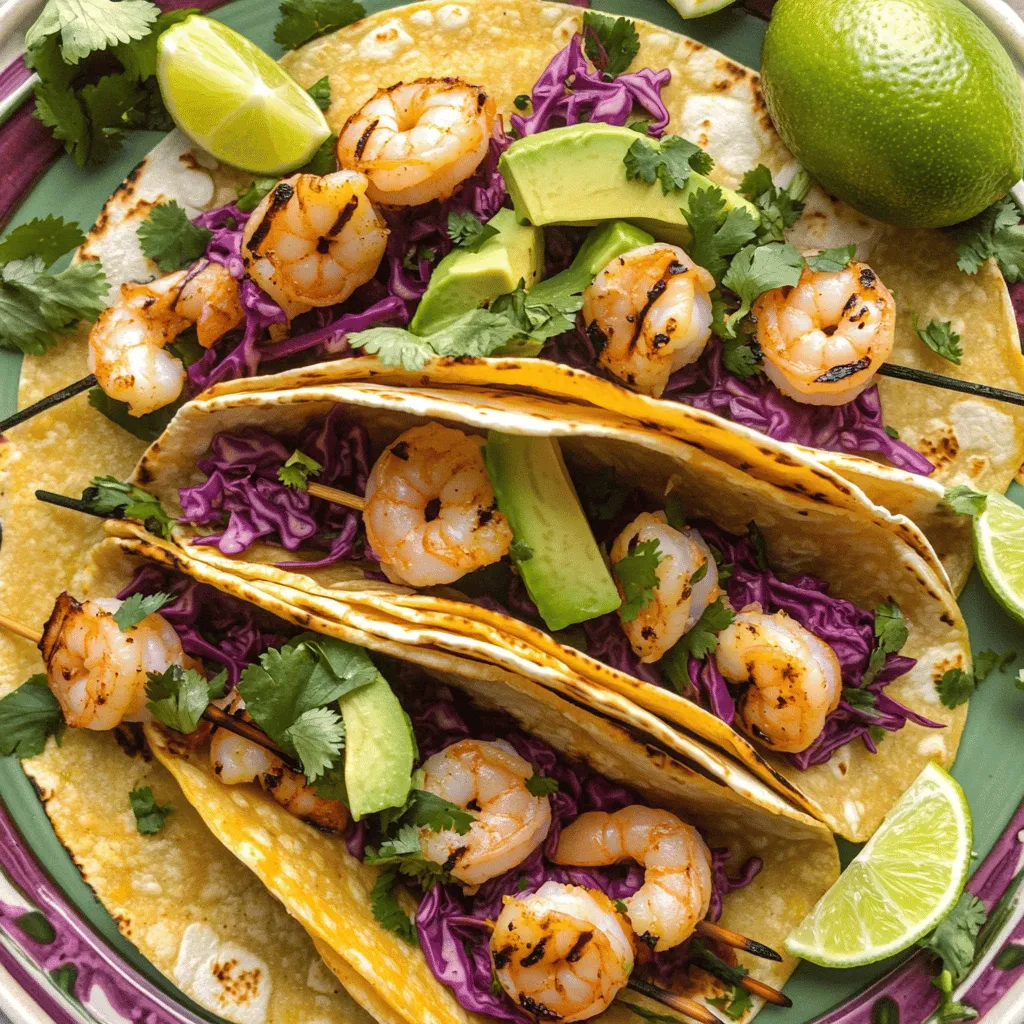 To make great grilled shrimp tacos, you need fresh ingredients. Start with the shrimp. Use 1 pound of large shrimp. Peel and devein them for the best taste. Fresh shrimp makes a big difference in flavor.