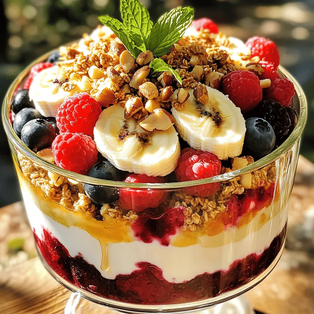 A fruit and nut trifle recipe shines with simple, fresh ingredients. The best fruits for trifle include berries and bananas. Mixed berries add color and taste. Strawberries, blueberries, and raspberries create a fruity base. Bananas bring sweetness and creamy texture.